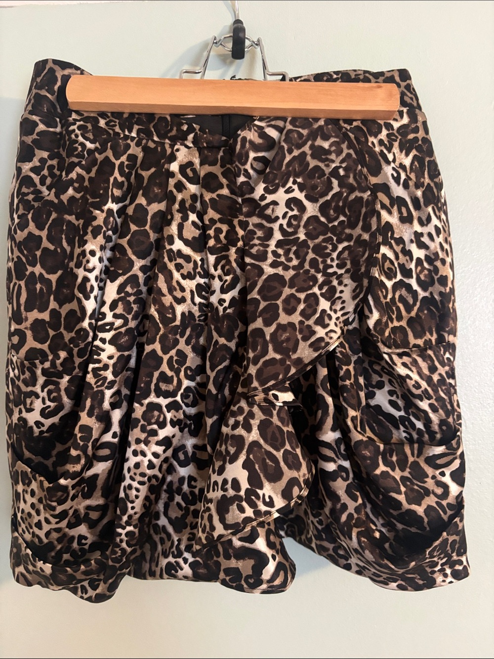 bebe Leopard-Print Ruffle Mini Skirt in Brown, Cream & Black